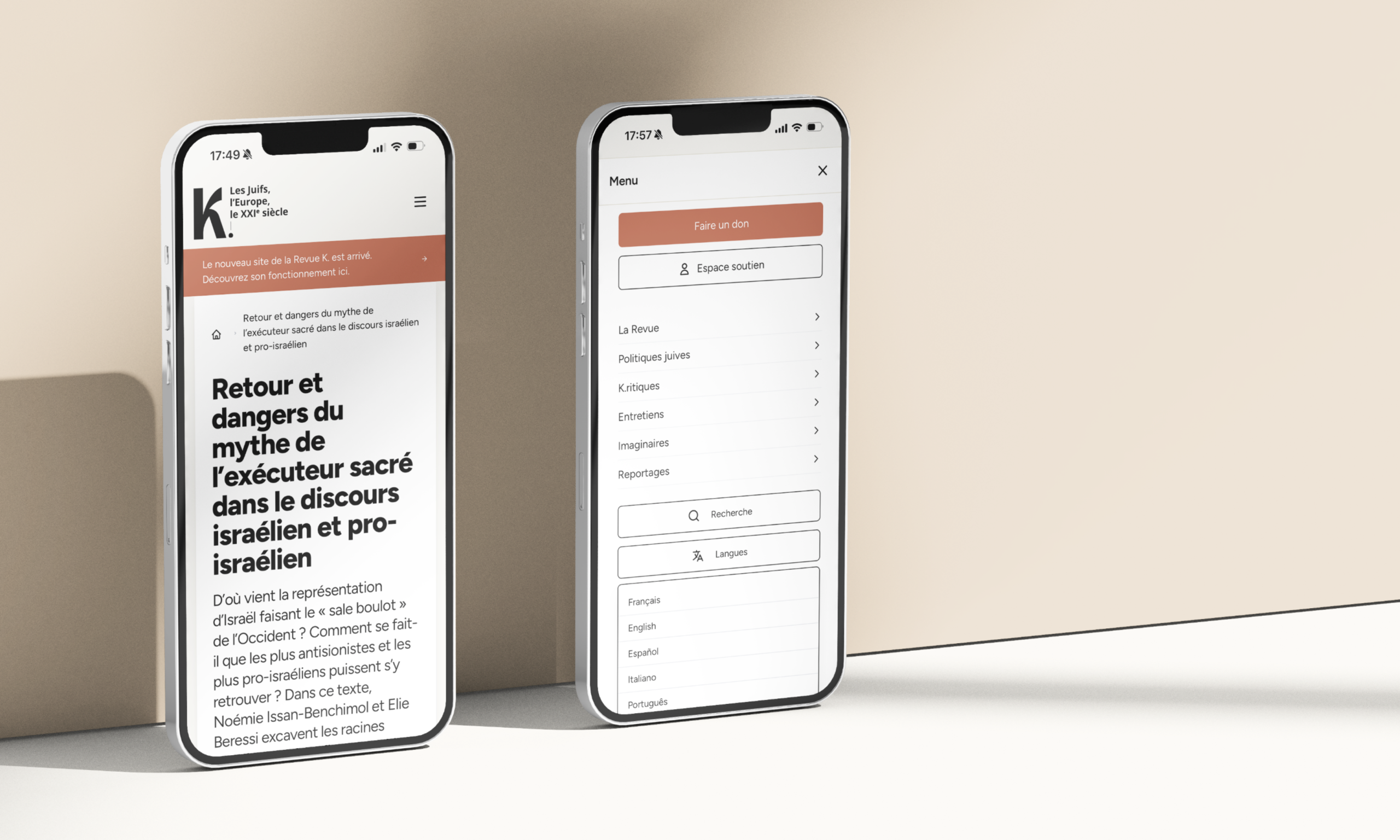 Site web Revue K par Médianes
