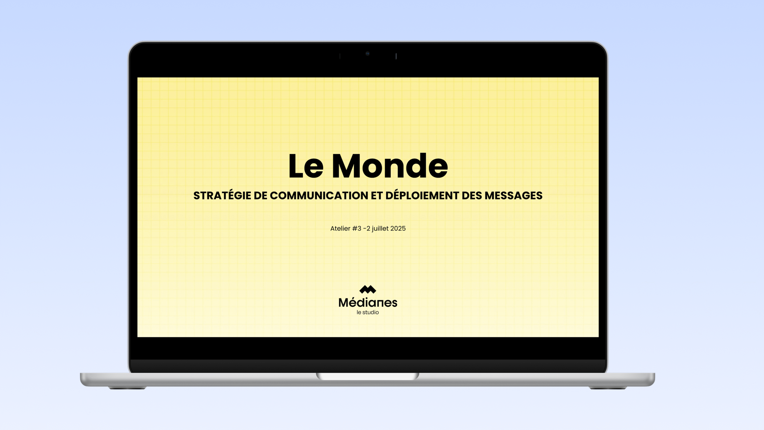 Mock up d'une slide de présentation d'atelier pour Le Monde BtoB