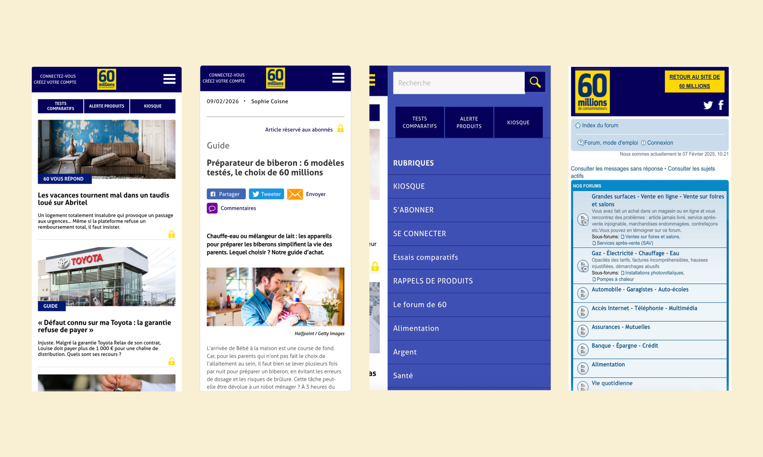 Aperçu de la version mobile, avec l’encadré en bas de page renvoyant aux contreparties. Cet élément peut être fermé, pour rendre toute la hauteur d’écran à la lecture.