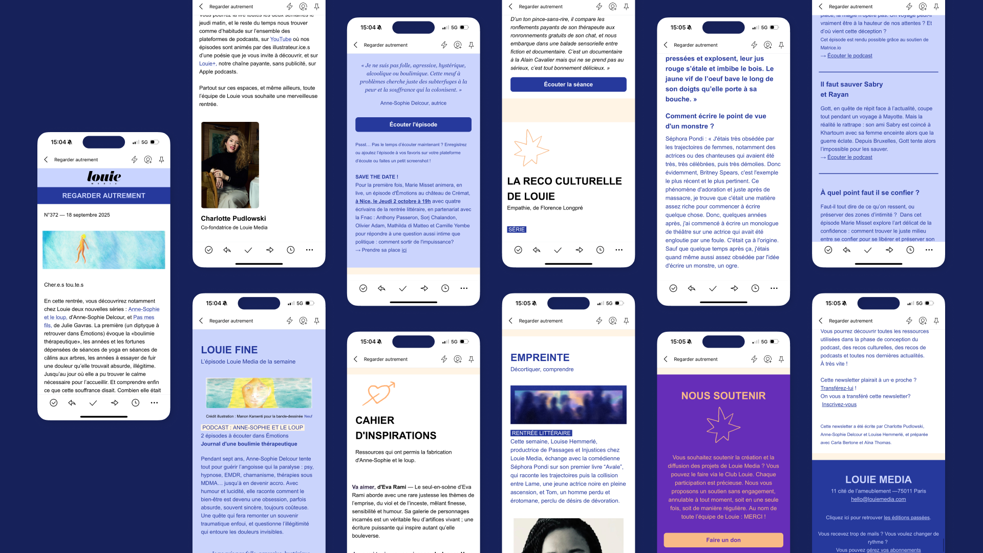 louie media newsletter on smartphone screens