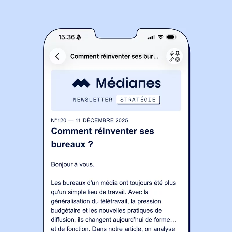La newsletter Stratégie de Médianes affichée sur un smartphone.